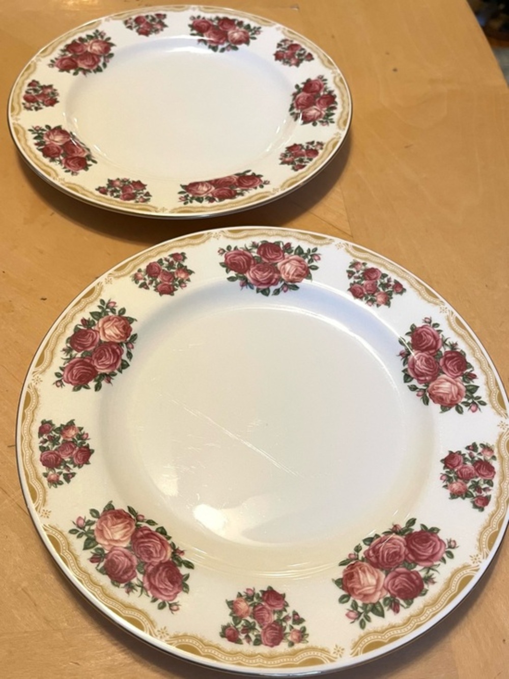 Faberware Sydney Rose Floral 8” Salad Plates - Fine China Rose Patterned